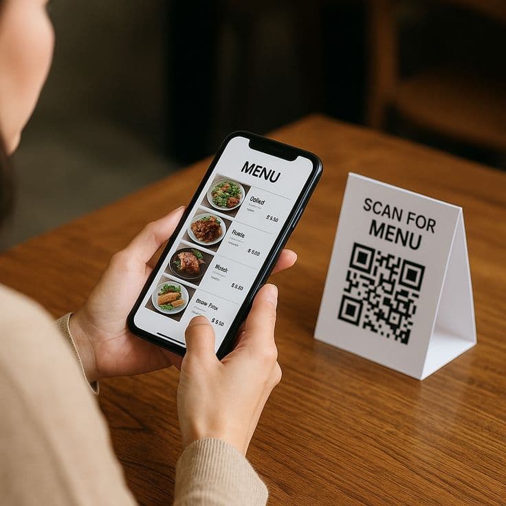 Mockup de telefono con menu QR